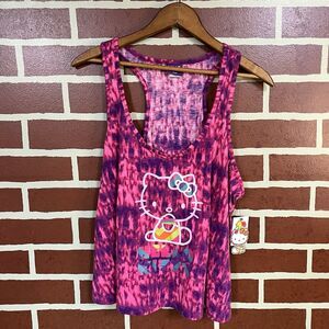 Rare HTF Hello Kitty Women’s Large Tie Dye Tank Top Athletic Activewear NWT